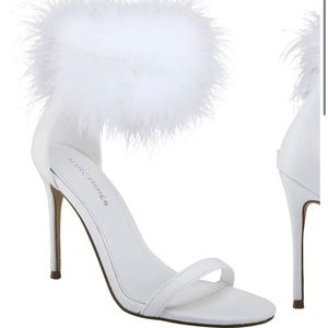 BACHELORETTE/BRIDAL Marc fisher genivy faux fur ankle strap heels